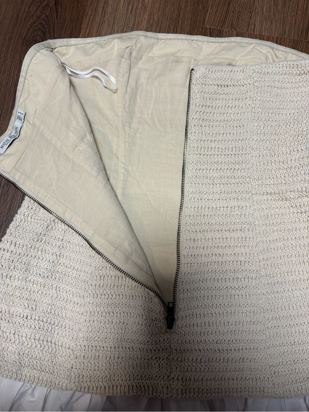 Anthropologie Mon Renn Cream Strapless Crochet Knit Mini Dress NWOT - Picture 14 of 15